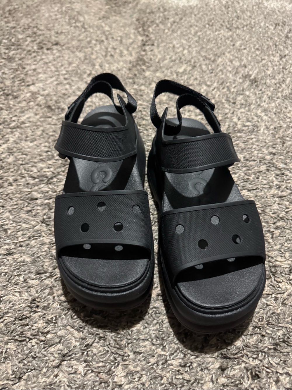Black Platform Sport Sandals - Crocs